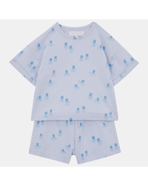Set T-shirt e pantaloncini in cotone blu Setaro