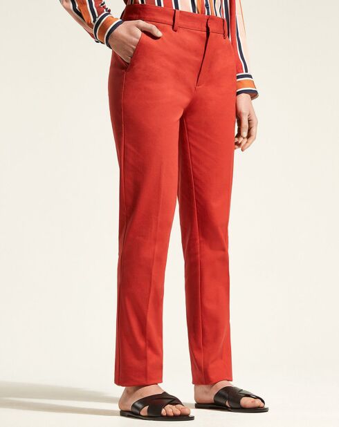 Pantalon Chino en Coton stretch Mistral brique