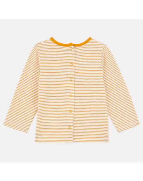 T-Shirt en Coton bio Nikola marinière écru/orange