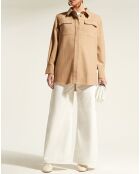 Veste surchemise en Laine Mélangée Manon beige