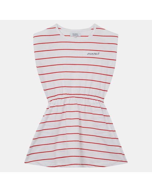 Robe t-shirt en Coton Mireil à rayures blanc/rouge