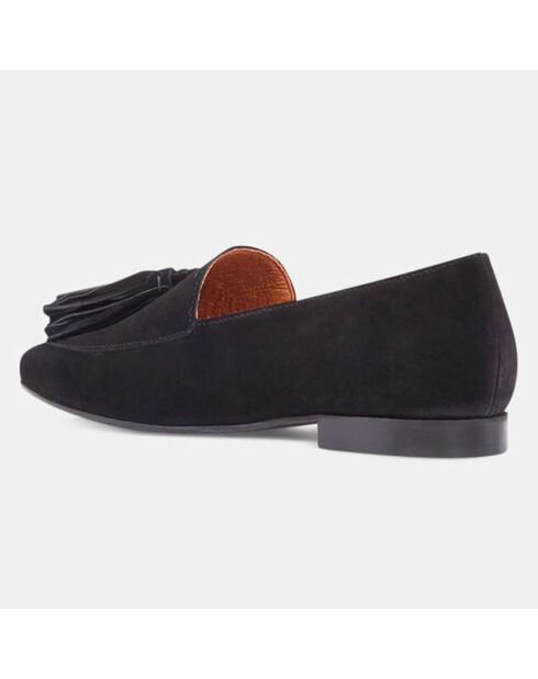 Mocassins en Velours de Cuir Pampilles noirs