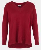 Pull 100% Cachemire Zoé col V profond rouge foncé