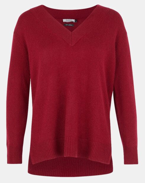 Pull 100% Cachemire Zoé col V profond rouge foncé