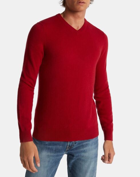 Pull 100% Cachemire Machve col V rouge