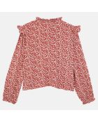 Blouse à volants Dim imprimé floral rouge