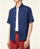 Chemise droite 100% Lin Kilinco bleu marine