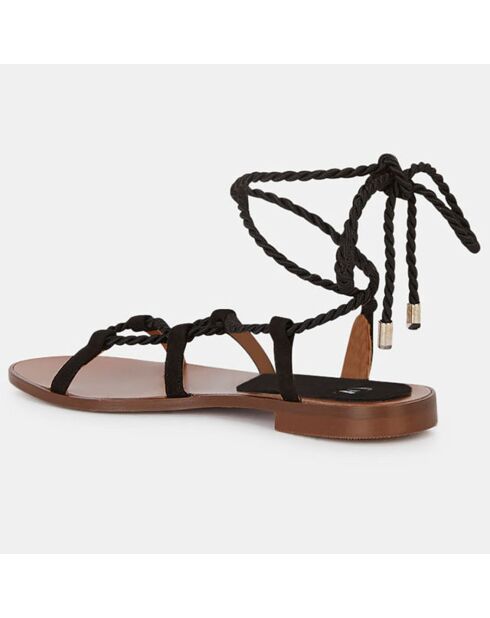 Sandalen aus Samtleder und schwarzer Schnürung