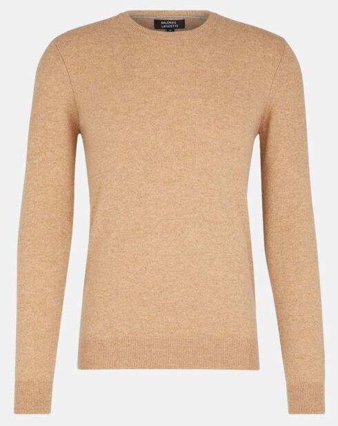 Pull 100% Cachemire Machron col rond beige