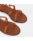Sandales en Velours de Cuir & Cordes camel