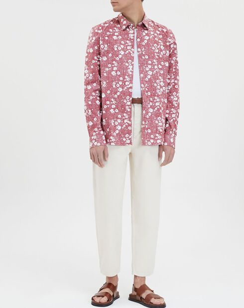 Camicia dritta floreale bordeaux Kifloral