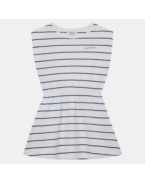 Robe t-shirt en Coton Mireil à rayures blanc/bleu