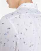 Chemise Slim Fit imprimé fantaisie blanche
