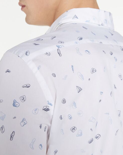 Chemise Slim Fit imprimé fantaisie blanche