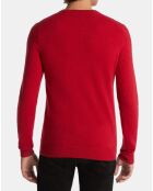 Pull 100% Cachemire Machron col rond rouge