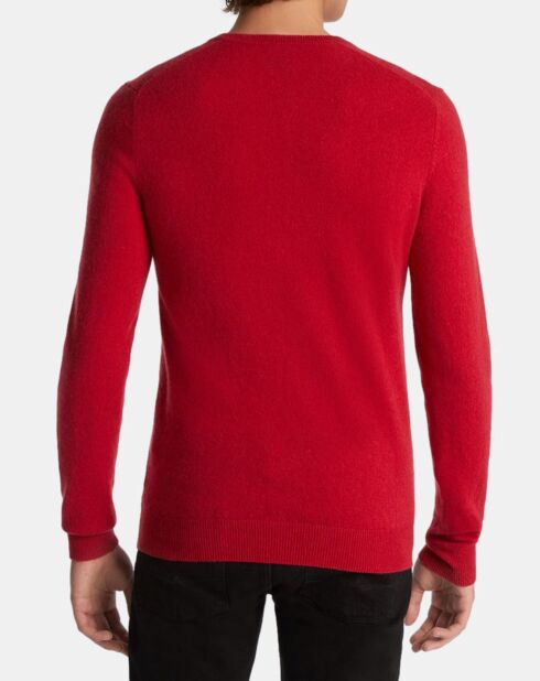 Pull 100% Cachemire Machron col rond rouge