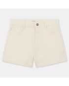 Short en Coton Moona taille haute écru