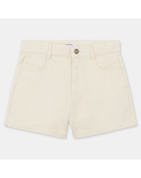 Short en Coton Moona taille haute écru
