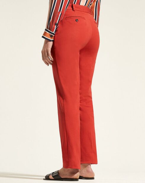 Pantalon Chino en Coton stretch Mistral brique