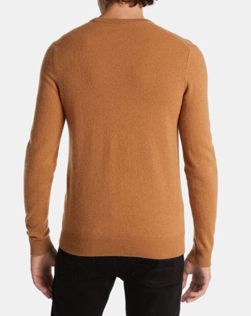 Pull 100% Cachemire Machron col rond camel