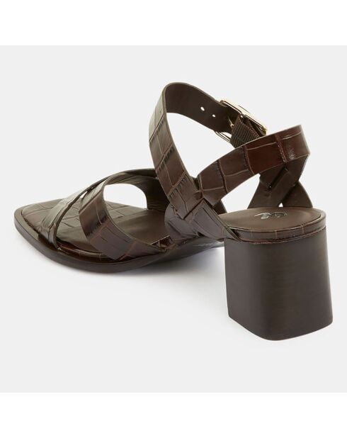 Sandales en Cuir croco marron - Talon 6 cm