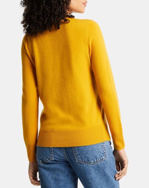 Pull 100% Cachemire Zabri col rond jaune