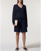 Pull droit en Lin & Coton Maelis bleu marine