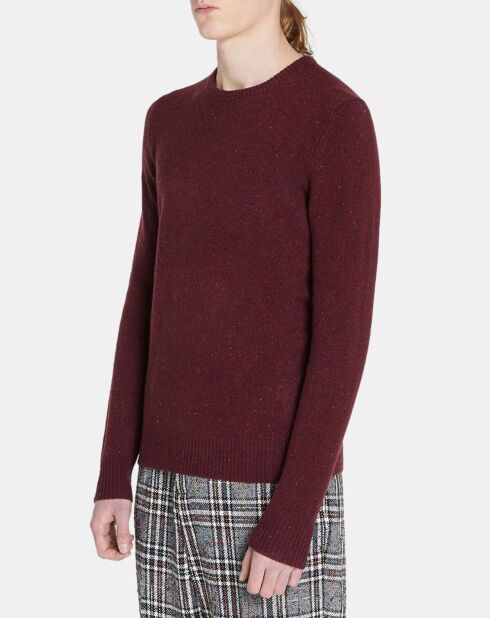 Pull en Cachemire & Laine Meps col rond bordeaux chiné