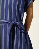 Robe mi-longue Lima droite et rayée bleu foncé