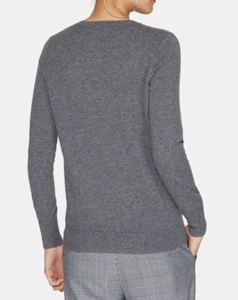 Pull 100% Cachemire Nocon col V gris foncé