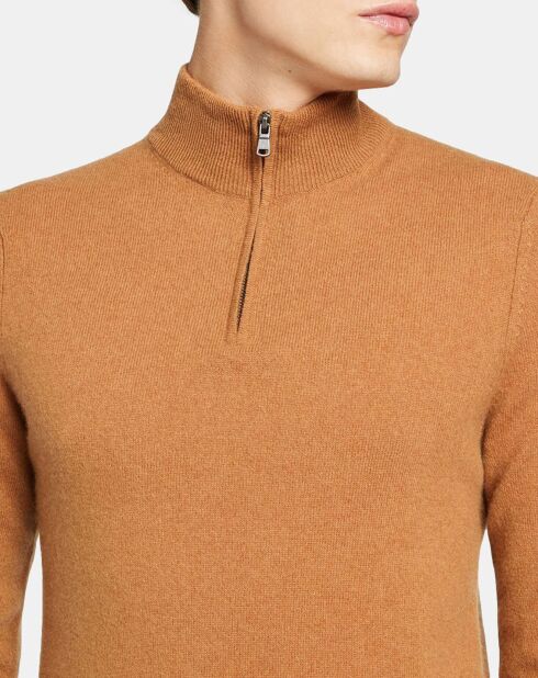 Pull 100% Cachemire Machcam col zippé camel