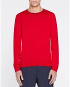Pull en Laine Mérinos mélangée  col contraste corde rouge