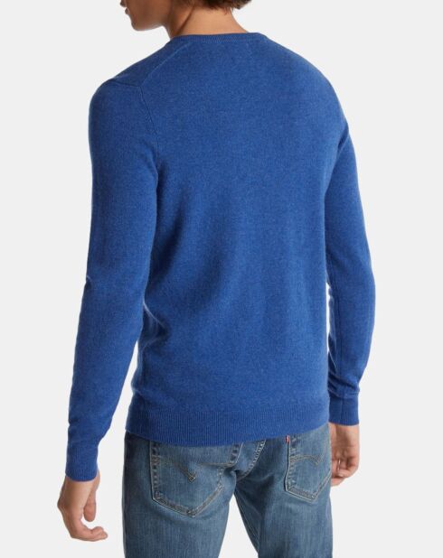 Pull 100% Cachemire Machron col rond bleu