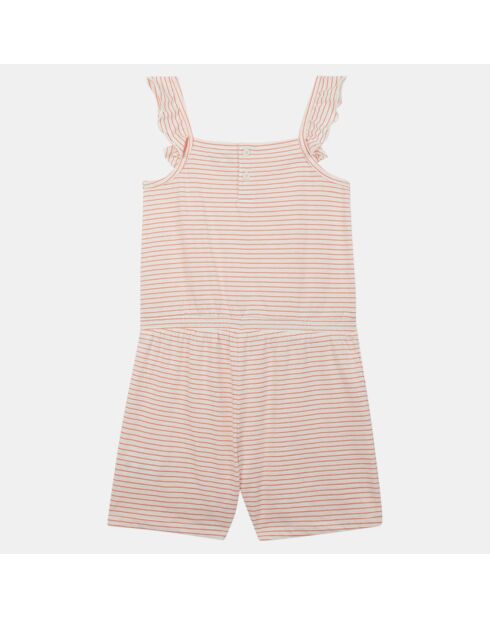 Combinaison short Valentine en Coton rayé blanc/rose