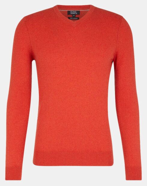 Pull 100% Cachemire Machve col V orange