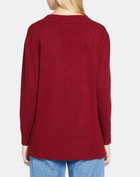 Pull 100% Cachemire Zoé col V profond rouge foncé