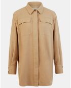 Veste surchemise en Laine Mélangée Manon beige