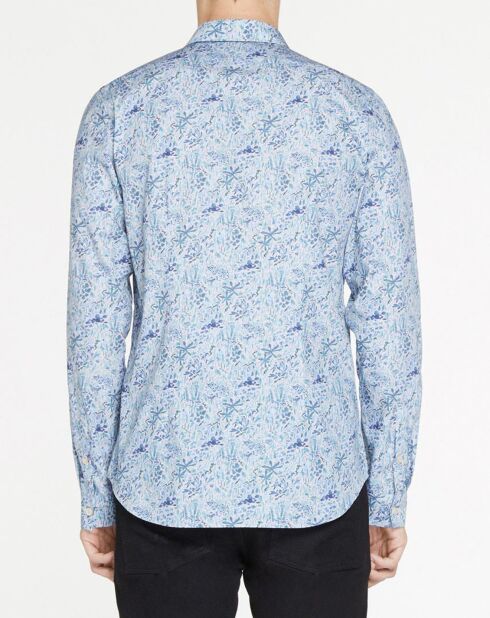 Chemise Slim Fit à fleurs bleu clair