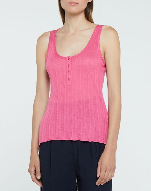 Débardeur en Maille Nuage finement ajouré rose