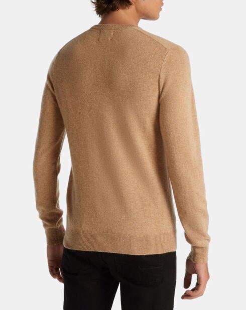 Pull 100% Cachemire Machron col rond beige