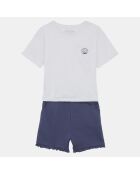 Ensemble T-Shirt et Short Ureka en Coton blanc/bleu