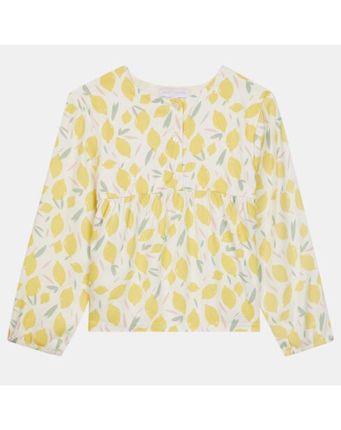 Blouse droit Roxane imprimé citrons jaune