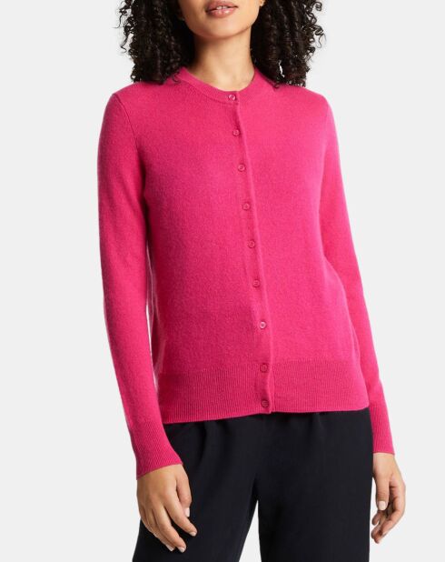 Cardigan 100% Cachemire Zacao col rond rose