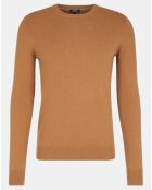 Pull 100% Cachemire Machron col rond camel