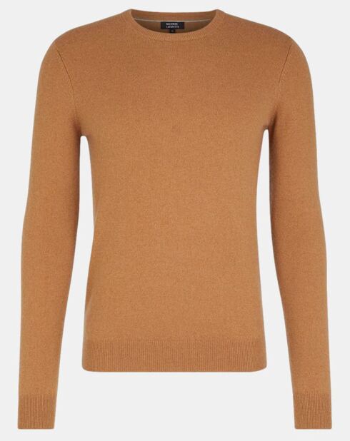 Pull 100% Cachemire Machron col rond camel