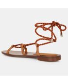 Sandales en Velours de Cuir & Cordes camel