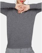 Pull 100% Cachemire Nocon col V gris foncé