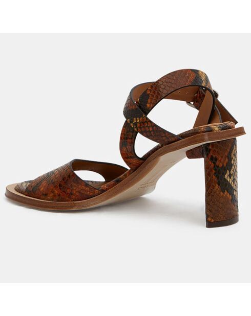 Sandali Essy in pelle marrone - tacco 8 cm