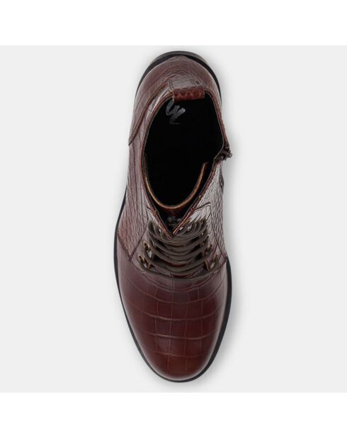 Bottines en Cuir croco marron
