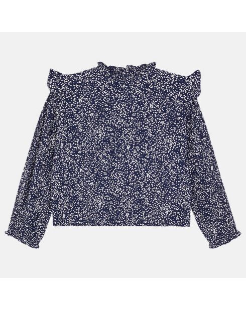 Blouse à volants Dim imprimé floral bleu marine